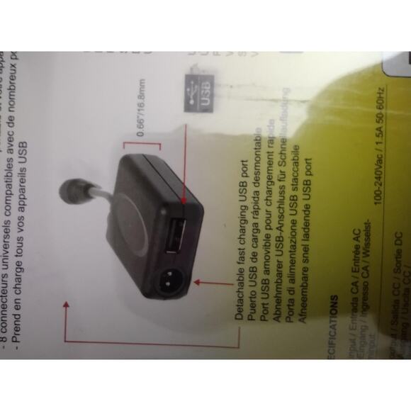 V7 AC2090U8 Ultra Slim Universal Laptop Charger 90W Fast USB Port Tips Included - Picture 8 of 16